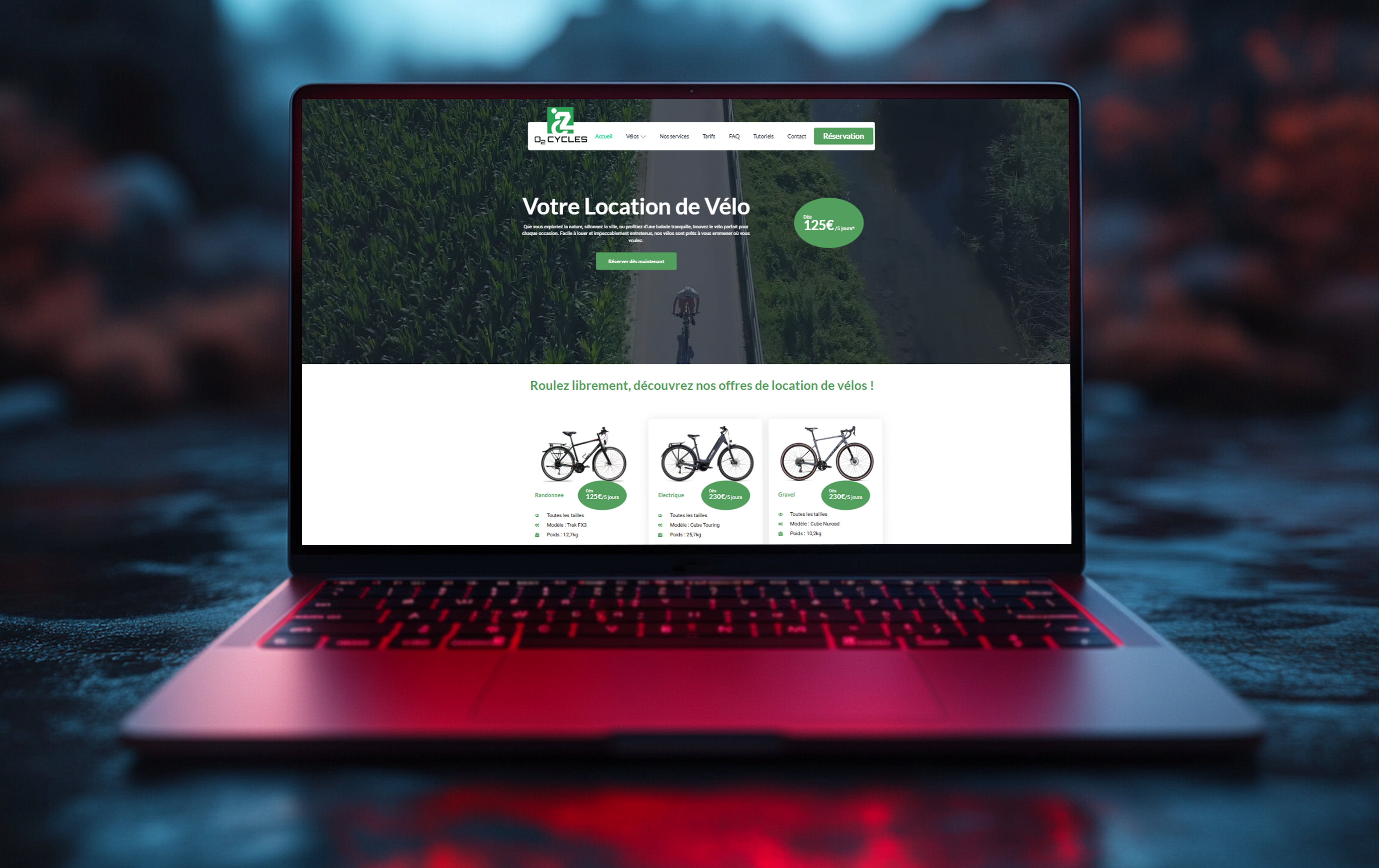 Page d'accueil 02Cycles conception de site internet