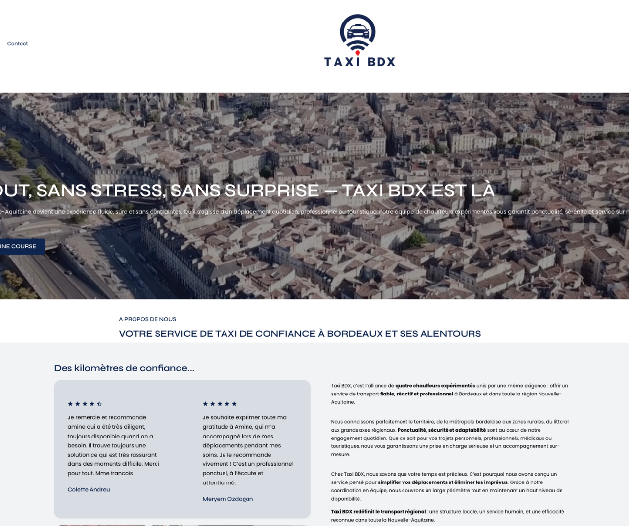Page d'accueil taxi bdx kwickly agency