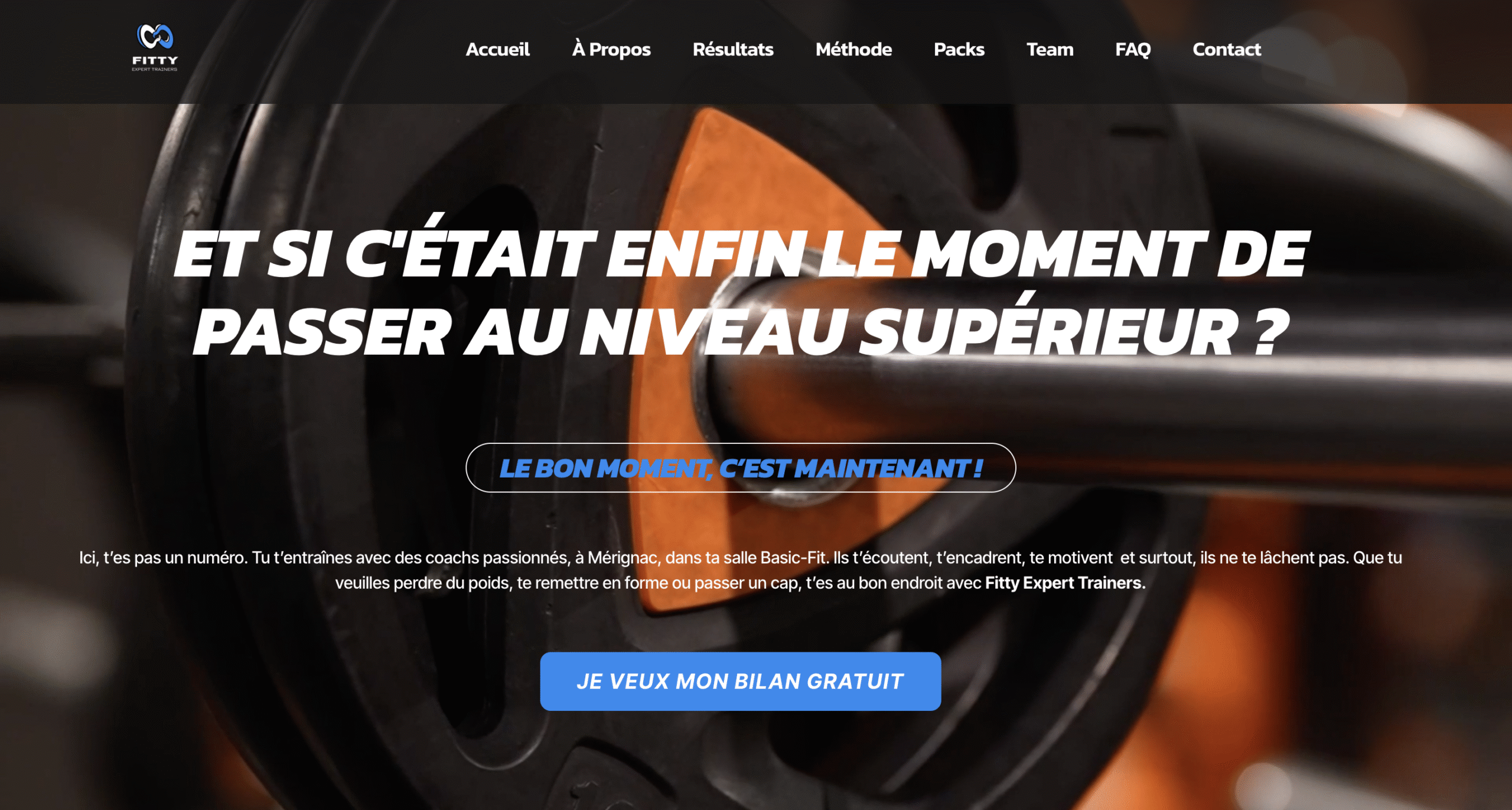 Page d'accueil Expert Fitty Trainers kwickly agency