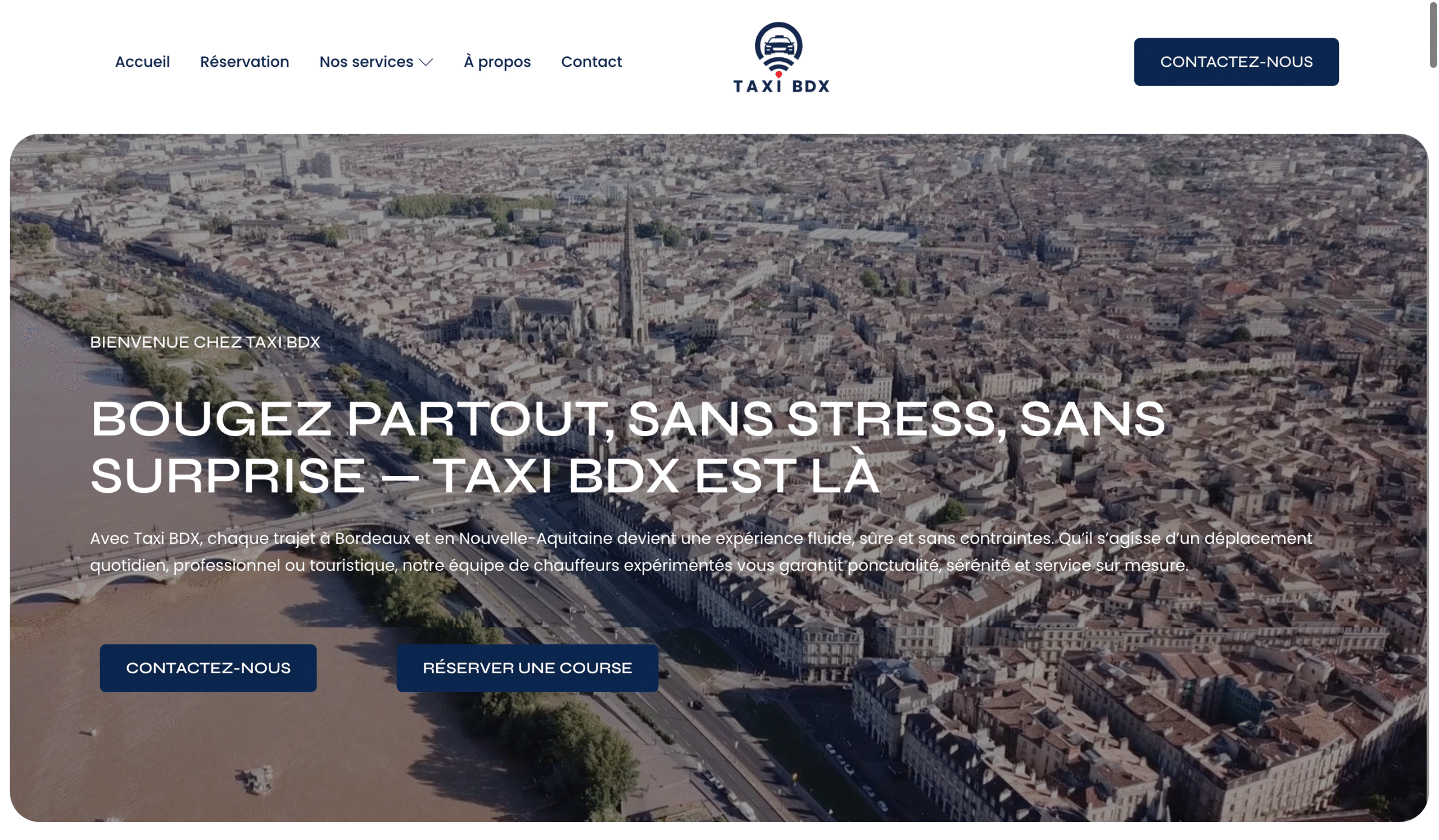 Page d'accueil Taxi Bdx 33 kwickly agency